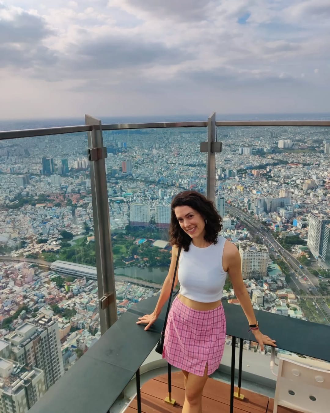 Camila at the Landmark 81 observation deck overlooking Ho Chi Minh City