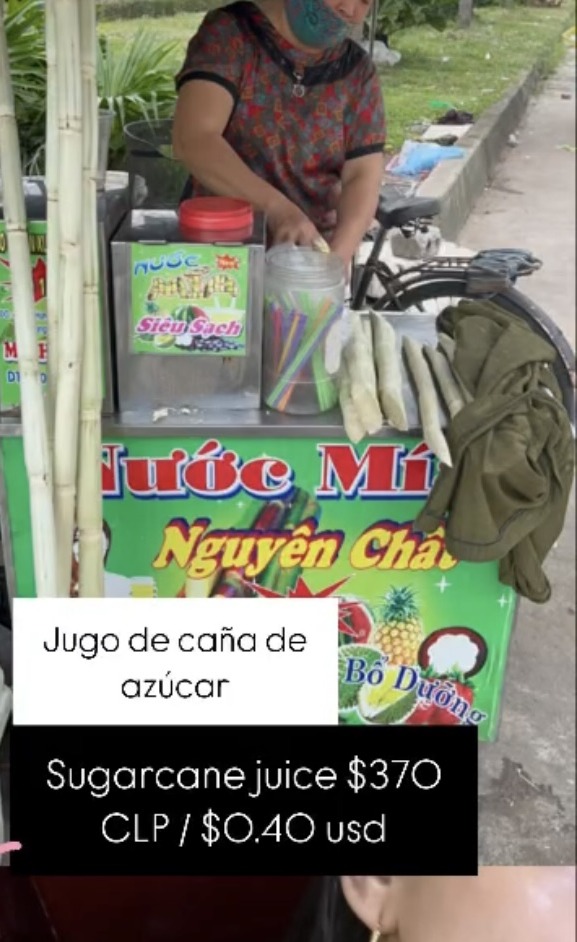 Vietnamese sugarcane juice street vendor