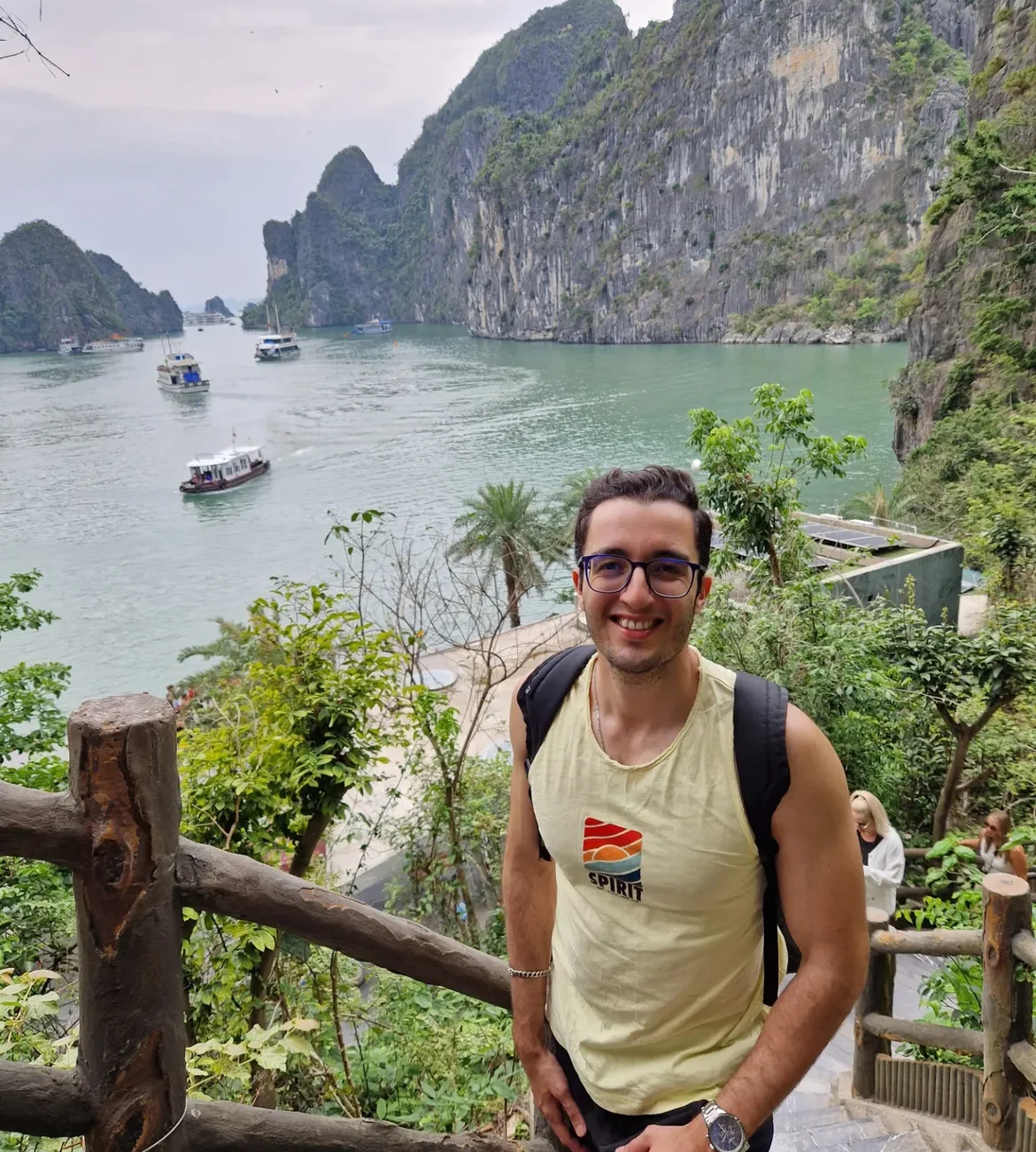 Teacher overlooking Ha Long Bay Vietnam